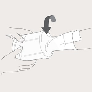 Steg 1 for applisering av Tubinette på arm